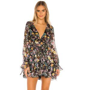 Free People Floral Mini Dress - Black and Multicolor